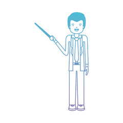 male teacher with pointing stick vector illustration design