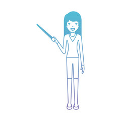 female teacher with pointing stick vector illustration design