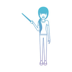female teacher with pointing stick vector illustration design