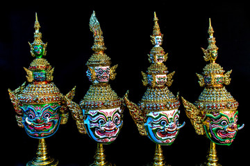 Native Thai style giant mask, use in royal performance, Khon.