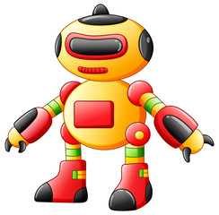 Colorful toy robot character isolated on white background