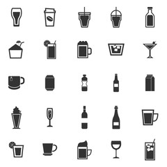Beverage icons on white background