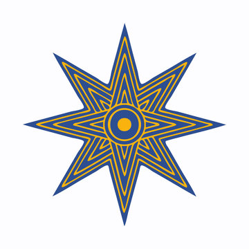 Vector illustration: The Star of Ishtar, Symbol of Inanna, also called Star of Venus. Eight point star or variant of Ishtar Octagram.