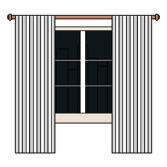 window with courtain isolated icon vector illustration design