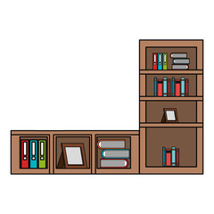 shelf with books icon vector illustration design