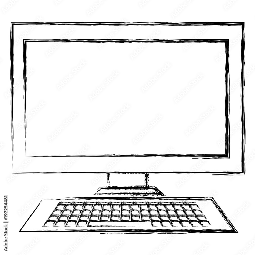 Poster desktop computer display icon vector illustration design
