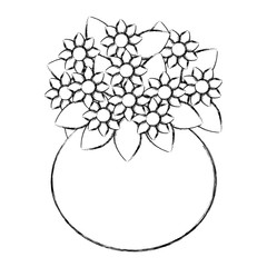 cute vase with flowers decorative vector illustration design