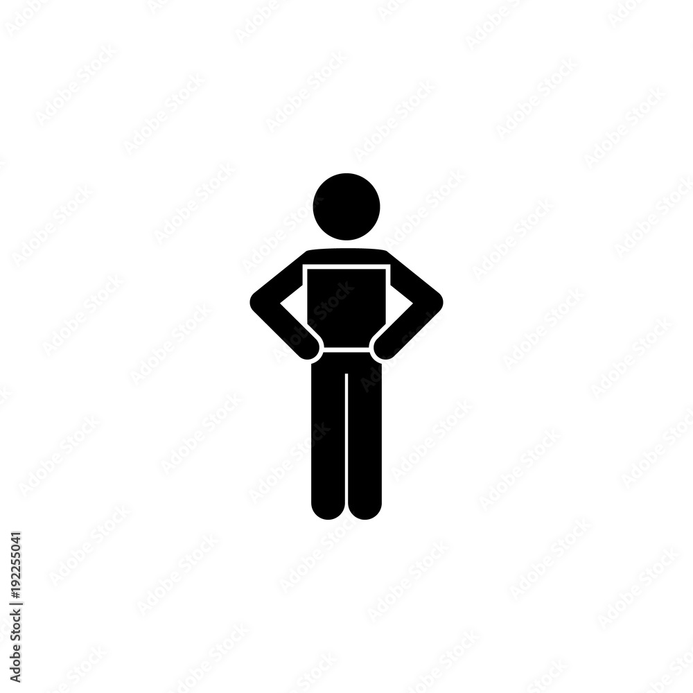 Poster person with packing box icon. element of logistic for mobile concept and web apps. icon for website 