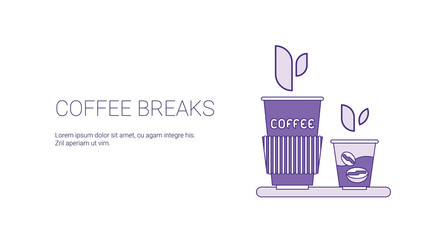 Coffee Break Web Banner With Copy Space Business Time Management Concept Vector Illustration