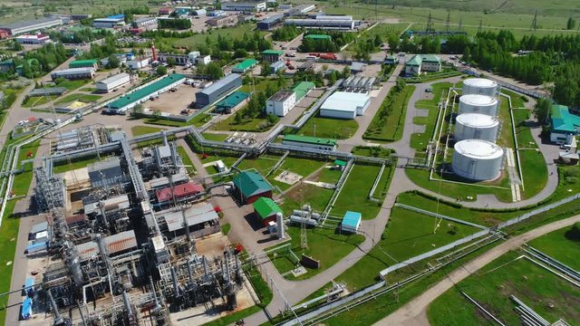 Petrol Company with Workshops Surrounded by Grass