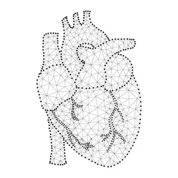 human heart polygon black-white