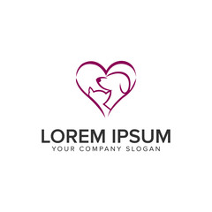 love cat dog logo design concept template