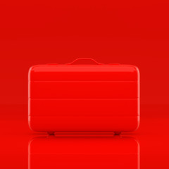 Travel suitcase red color minimal concept