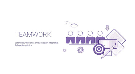 Teamwork Web Banner With Copy Space Business team Cooperation Concept Vector Illustration