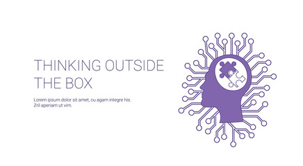 Think Outside Box Web Banner With Copy Space Creative Concept Vector Illustration