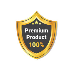 Premium Product Label Golden Shield Seal Isolated Vector Illustration