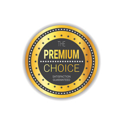 Premium Choice Seal Golden Medal Product Quality Sticker Isolated Vector Illustration