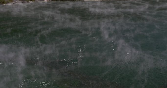 New Zealand Geothermal steaming lake