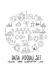 Fototapeta premium Info doodle illustration circle form on a4 paper wallpaper line sketch style eps10