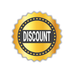 Discount Sticker Golden Seal Shopping Sale Icon Isolated Vector Illustration