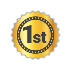 First Quality Sticker Golden Medal Icon Seal Isolated Vector Illustration