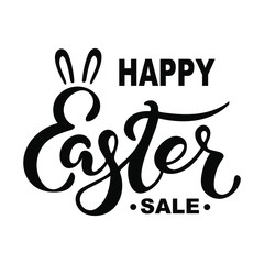 Happy Easter Sale text isolated on background. Hand drawn lettering Easter as Easter logo, badge, icon. Template for Happy Easter Day, invitation, greeting card, web, postcard.