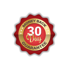 Money Back in 30 Days Guarantee Label Golden Icon Badge Isolated Vector Illustration