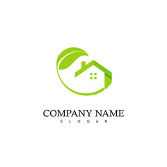 Real Estate Logo, Green House Icon