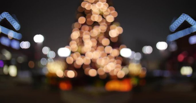 Holiday Christmas Tree Lights Bokeh Blur Establishing Background 4K
