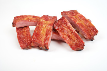 Grilled pork ribs isolated on white background