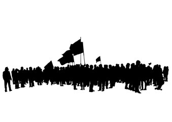 Obraz premium People of with large flags on white background