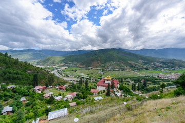 Fototapeta na wymiar Paro village from Paro National Museum, Paro, Bhutan