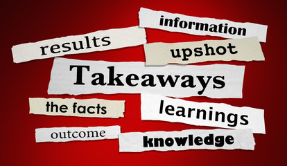 Takeaways Information Outcome Newspaper Headlines 3d Illustration