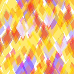 Abstract geometric seamless pattern with rhombus and brilliant decorative geometric and abstract contemporary elements. gold orange yellow lilac geometric print, ethnic hipster trendy backdrop. Vector