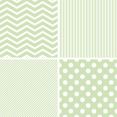 4 different geometric green patterns.
