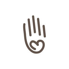 Fototapeta na wymiar hand love line logo icon