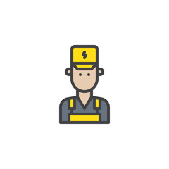 Electrician filled outline icon, line vector sign, linear colorful pictogram isolated on white. Symbol, logo illustration. Pixel perfect vector graphics