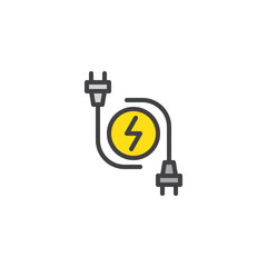Electric plugs filled outline icon, line vector sign, linear colorful pictogram isolated on white. Symbol, logo illustration. Pixel perfect vector graphics