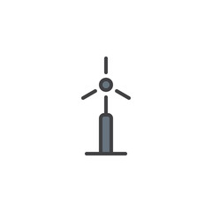 Wind energy turbine filled outline icon, line vector sign, linear colorful pictogram isolated on white. Bio and ecology symbol, logo illustration. Pixel perfect vector graphics