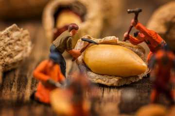 Figures working on peanuts