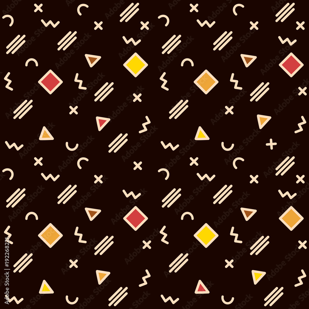 Aufkleber vector abstract geometric pattern memphis style on a dark background.