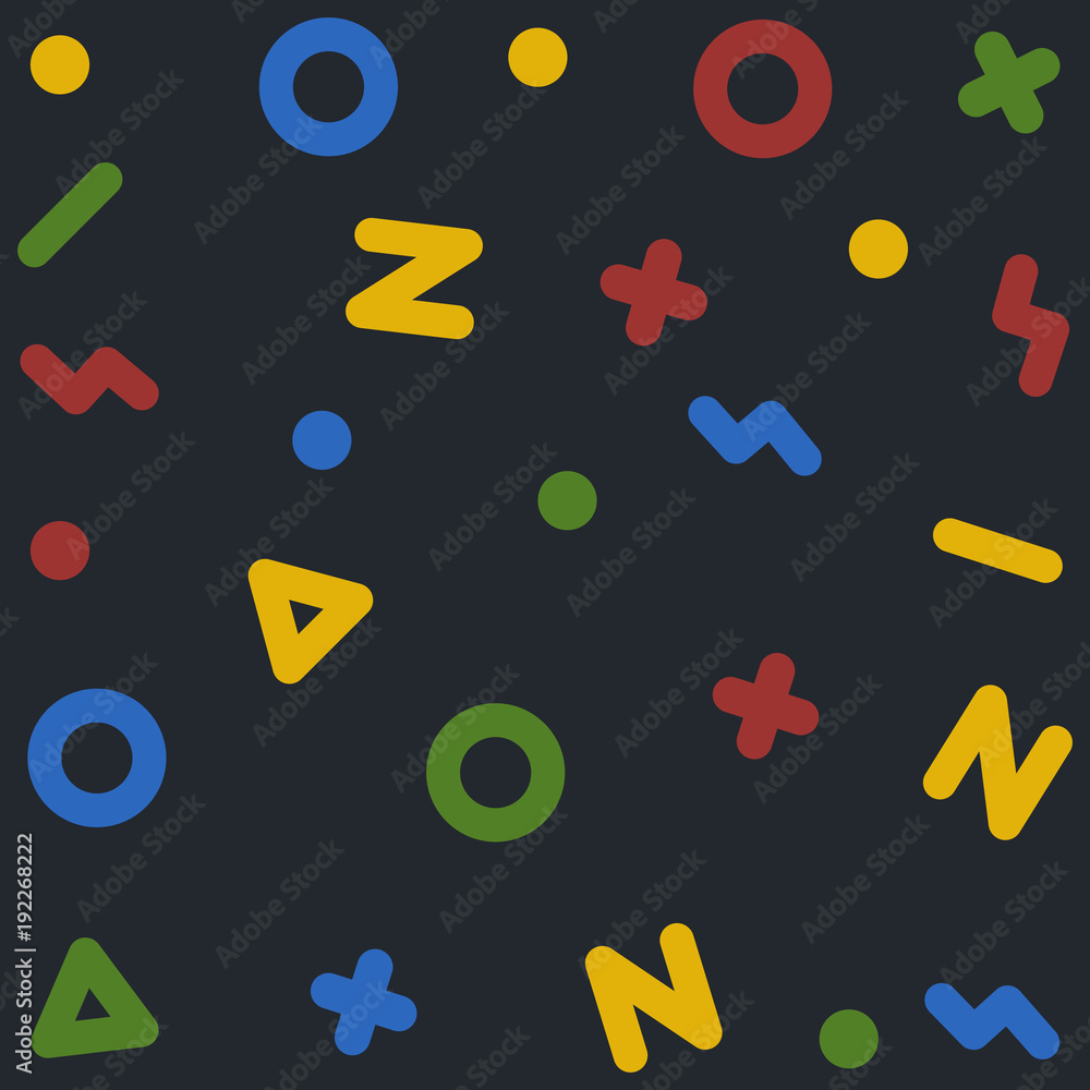 Aufkleber geometric cheerful shapes pattern. vector cheerful design on dark background