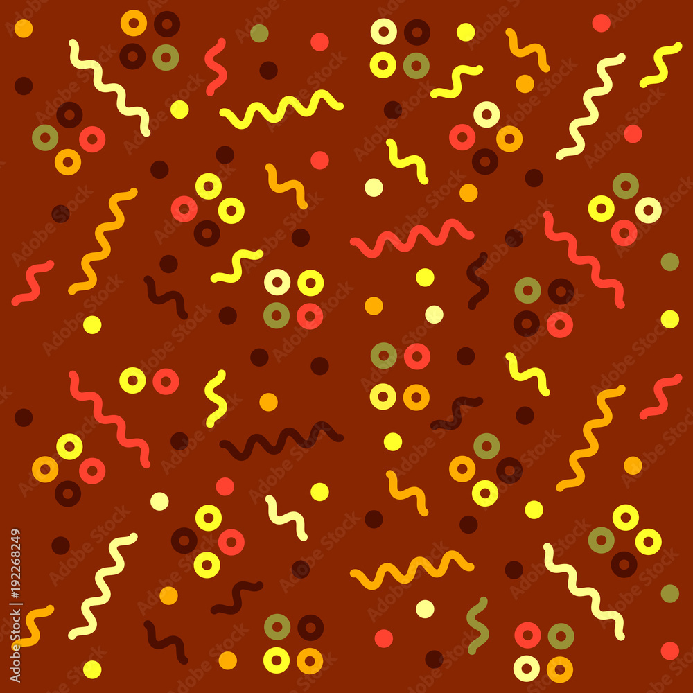 Poster abstract geometric cheerful pattern in memphis style. vector background with different shapes