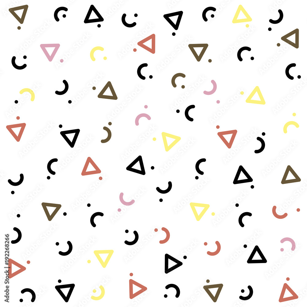 Poster vector abstract geometric pattern memphis style on a white background. triangle, half circle and dot