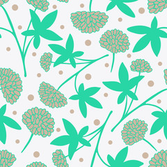 Gentle flower seamless pattern with hand-drawn medicinal herbs.
