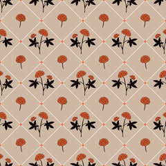 Gentle flower seamless pattern with hand-drawn medicinal herbs.