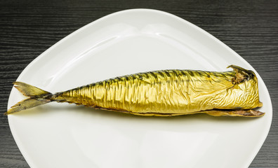 Plate with smoked mackerel.