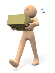 ダンボール箱を運ぶキャラクター