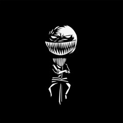 halloween illustrated skeleton with pumpkin head