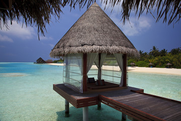 Fototapeta premium The Maldives. Paradise rest. Beautiful seascape. Place for relaxation.